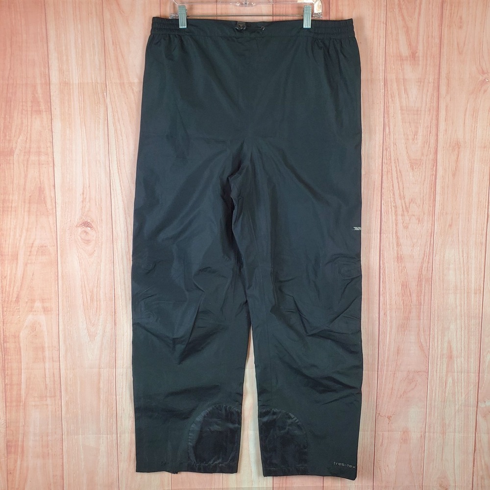 Trespass Mens Rain Pants Sz 2XL Black Lower Leg Elastic Waist Waterproof Pull On